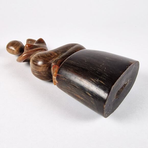 Hand Carved Kneeling Lady Figurine Mid Century Nude Sculpture Ox Horn Indonesian - Picture 7 of 8